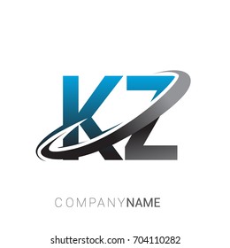 initial letter KZ logotype company name colored blue and grey swoosh design. logo design for business and company identity.