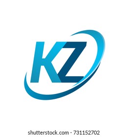 initial letter KZ logotype company name colored blue swoosh design concept. vector logo for business and company identity.