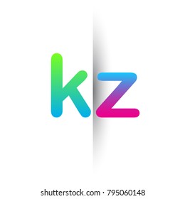 Initial Letter KZ Lowercase Logo green, pink and Blue, Modern and Simple Logo Design.
