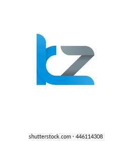 initial letter kz modern linked circle round lowercase logo blue gray