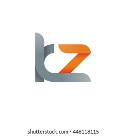 initial letter kz modern linked circle round lowercase logo orange gray