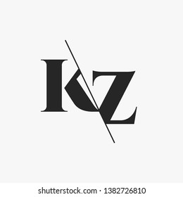 Initial Letter KZ Monogram Sliced. Modern logo template isolated on gray background