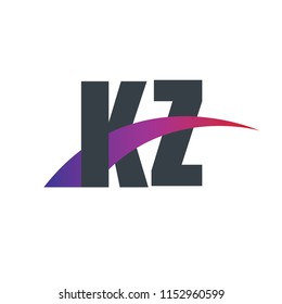 Initial Letter KZ Overlapping Design Logo