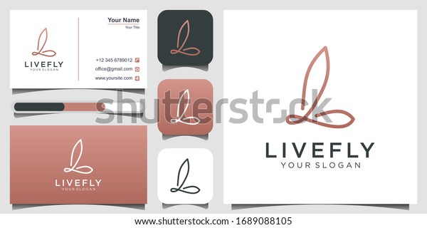 Initial letter\
L with abstract butterfly element. minimalist line art monogram\
shape logo. Beauty, luxury spa style. logo design, 3 favicons and\
business card Premium\
Vector.