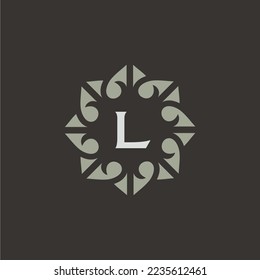 Initial letter L abstract floral logo with heart monogram icon in elegant style	