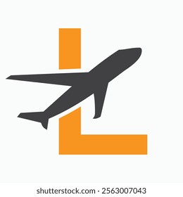 Initial Letter L Airplane Logo Concept For Travel Symbol And Transportation Sign