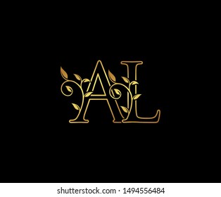 Initial letter A and L, AL, Gold Logo Icon,  
classy gold letter monogram logo icon suitable for boutique,restaurant, wedding service, hotel or business identity. 