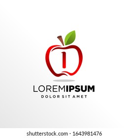 Initial Letter L with Apple Fruit