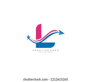Initial Letter L Arrow Star Swoosh Logo