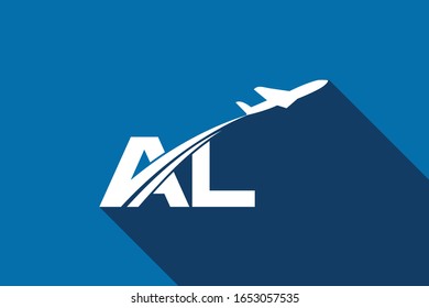 Initial Letter A and L with Aviation Logo Design, Air, Airline, Airplane and Travel Logo template.