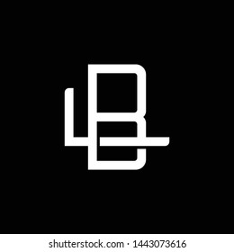 Initial letter L and B, LB, BL, overlapping interlock monogram logo, white color on black background