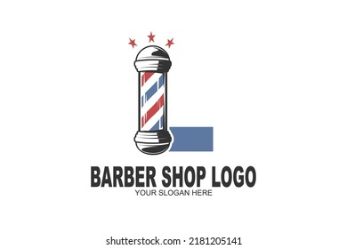 initial Letter L barber shop logo