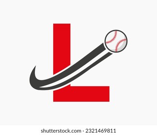Initial Letter L Baseball Logo Concept With Moving Baseball Icon Vector Template
