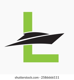 Initial Letter L Boat Logo Concept For Sailor Symbol Vector Template