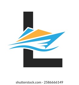 Initial Letter L Boat Logo Concept For Sailor Symbol Vector Template