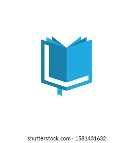 initial letter l book logo vector blue color