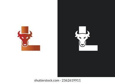 Initial letter L bull logo design. Bull logo design for your company identity, brand and icon