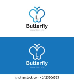 initial letter l butterfly logo and icon vector illustration design template