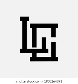 Letra inicial L, C, LC o CL solapadas, interbloqueadas, logotipo de monograma, color negro sobre fondo blanco