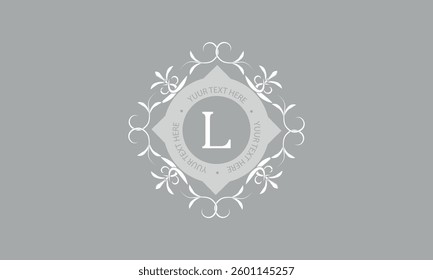 Initial letter L. Calligraphic monogram coat of arms. Luxury elegant logo design for cafes, hotels, businesses, restaurants, boutiques.