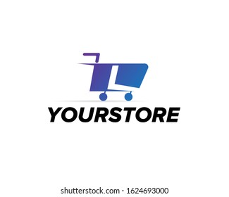 Initial Letter L Cart Shop logo design template vector
