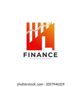 Initial Letter L Chart Bar Finance Logo Design Inspiration