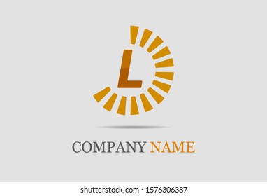 Initial letter L with circle burst. vector design. 