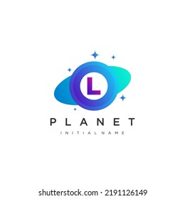 Initial Letter L Circle with Orbit for Planet vector