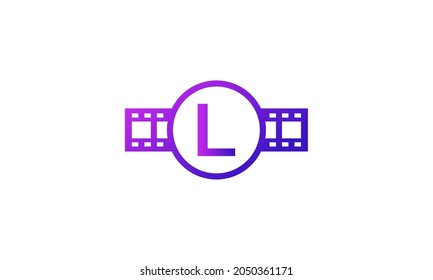 Initial Letter L Circle with Reel Stripes Filmstrip for Film Movie Cinema Production Studio Logo Inspiration