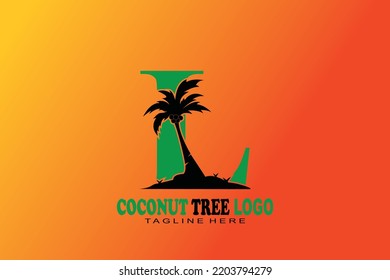 initial Letter L coconut tree logo