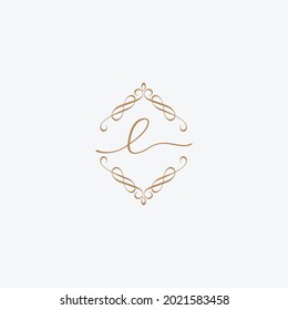 Initial letter L design decorative ornament frame.