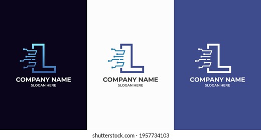 Initial Letter L digital technology logo design template. Illustration vector graphic of letter with dot connection logo design concept. Perfect for Business corporate, more technology brand identity