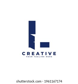 Initial Letter L with Door Negative Space Logo Design. Usable for Construction Architecture Building Logo