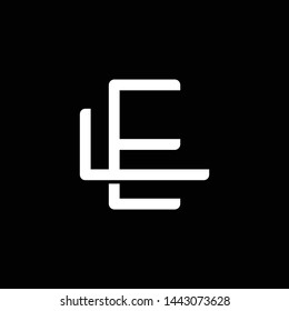Initial letter L and E, LE, EL, overlapping interlock monogram logo, white color on black background