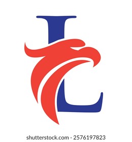 Initial Letter L Eagle Logo. Eagle Head Logo Concept For Business Company Vector Template