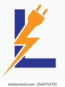 Initial Letter L Electric Logo Concept With Power and Electric Plug Symbol Vector Template