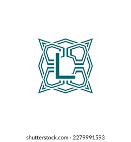 Initial letter L elegant lines modern alphabet frame logo