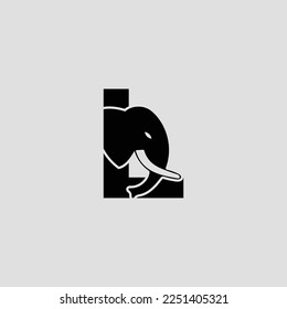 Initial letter L with Elephant Abstract Vector Logo. Modern Elephant L Letter Alphabet Logo Design Template.