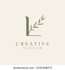 Initial Letter L Feminine, Floral, Botanical Logo Template - Vector