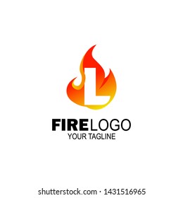 initial Letter L fire logo design. fire company logos, oil companies, mining companies, fire logos, marketing, corporate business logos. icon. vector