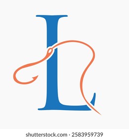 Initial Letter L Fishing Hook Logo Design Concept For Fishing Logo Company