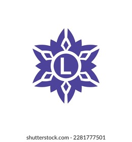 Initial letter L floral alphabet frame emblem logo