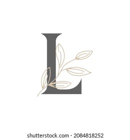 Initial Letter L Floral and Botanical Logo. Nature Leaf Feminine for Beauty Salon, Massage, Cosmetics or Spa Icon Symbol