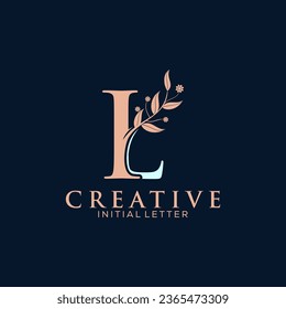 Initial Letter L and Floral Logo vector, Botanical Minimalistic Letter Feminine Logo design template