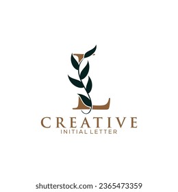 Initial Letter L and Floral Logo vector, Botanical Minimalistic Letter Feminine Logo design template