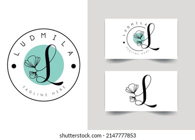 Initial letter L, flower handwriting logo design, vector logo for women beauty, salon, massage, cosmetic or spa brand.