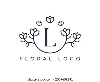 initial letter L Flower logo Design. Floral Logo Vector illustrations. 
Vector Logo design for natural products, flower shop, cosmetics, Floral, Organic, ecology concepts, health, spa.