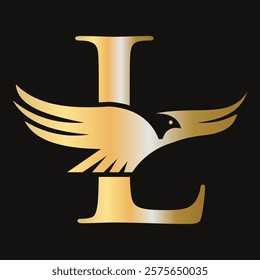 Initial Letter L Flying Eagle Logo Concept For Speed Icon and Transportation Symbol Vector Sign