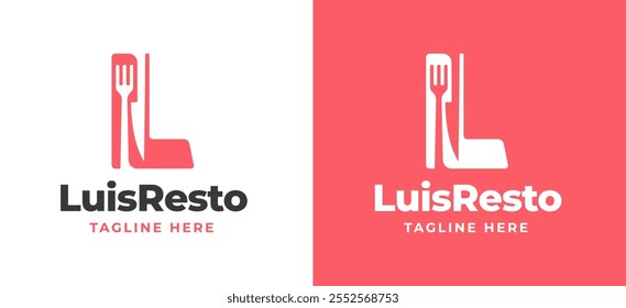 Initial Letter L with Fork and Knife Icon Logo Inspiration. Knife and Fork with Letter L Logo for Restaurant, Catering, Cafe, and Food Service Branding. Alphabet Restaurant Vector Logo Illustration.