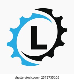 Initial Letter L Gear Logo Design Template. Automotive Gear Logo for Business and Industrial Identity